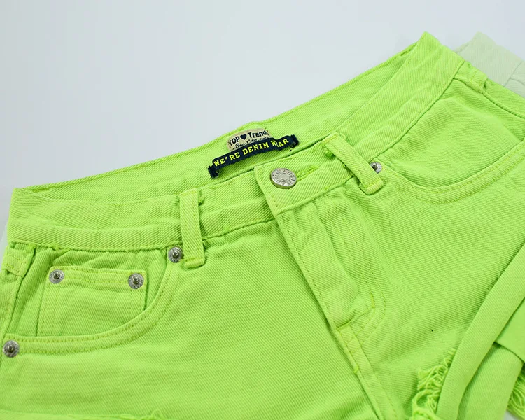 Sexy Casual Summer Green Long Pockets Jeans Shorts Women Fashion Low Waist Tassel Ripped Denim Shorts New Solid Color Hot Short (32)