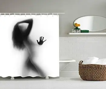 

Unique Character Style Water-Repellent Polyester Cool Shower Curtain with 12 Hooks for Bathroom Decor,Mildew Free,, Sexy Woman