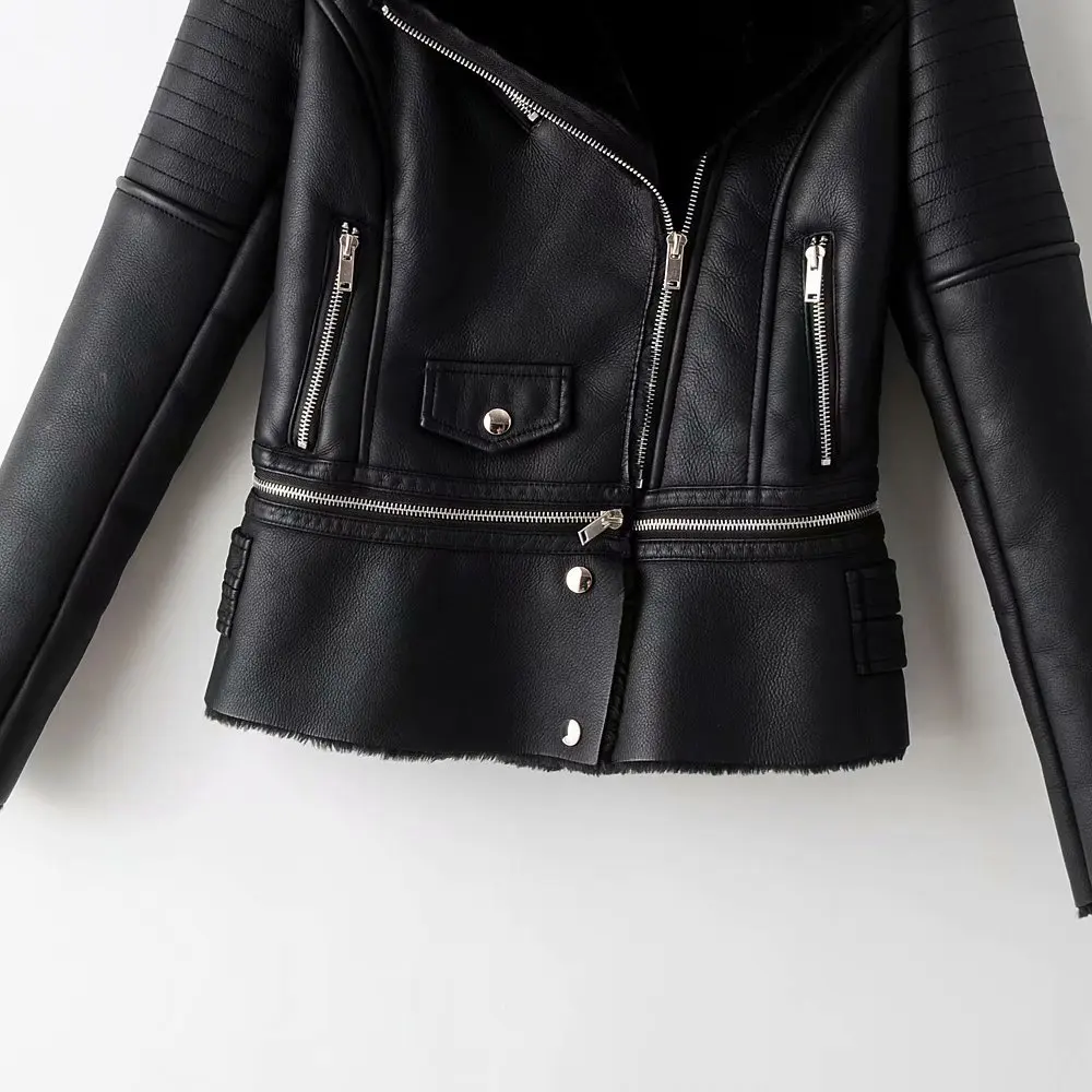 New Autumn Winter Fashion Women Punk Faux Leather Coat Long Sleeve Solid Casual Tops Ladies Wild Joker High End Jackets