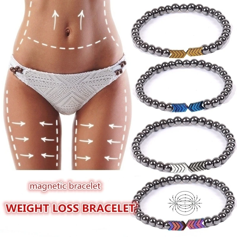 Black Cool Magnetic Slimming Bracelet Beads Hematite Stone Thera