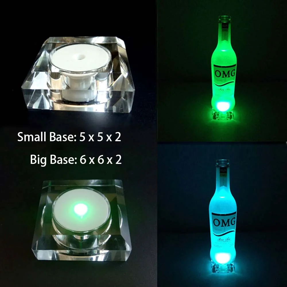 

LEDs Luminous Base Light K9 Crystal Glass Transparent Objects Display Laser Colorful Square USB Charge Base for Cocktail