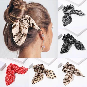 

Women Hair Accessories Leopard Print Polka Dot Floral Print Elastic Bow Hair Rope for Baby Hair Ties Korean Fashion Headwear
