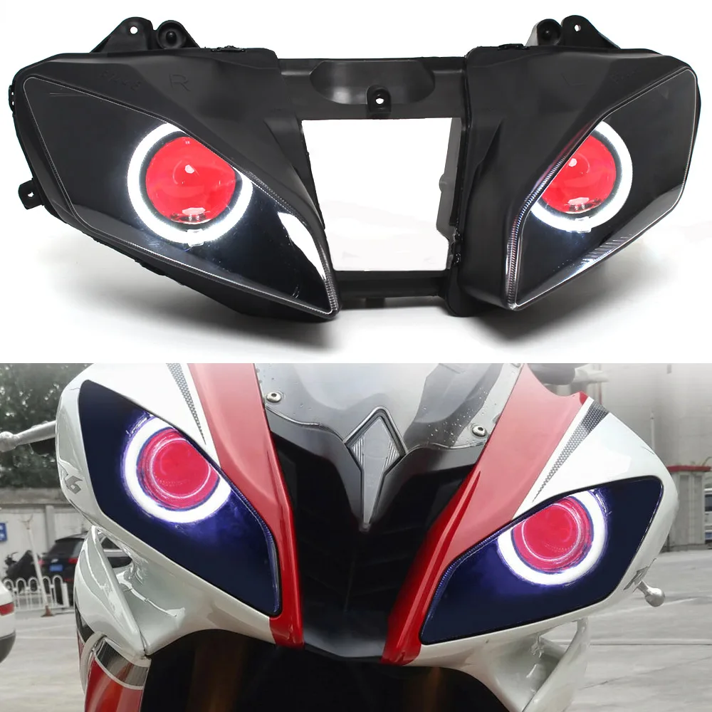 

Motorcycle Projector Headlight Assembly HID White Angel Eyes Red Demon Eyes Custom Headlamp For Yamaha YZF R6 2006-2007 Models