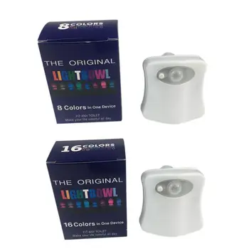 

8/16 Color LED Motion Toilet Bowl Night Light Activated Sensor Bathroom Seat Lamp Safe for Children Kids