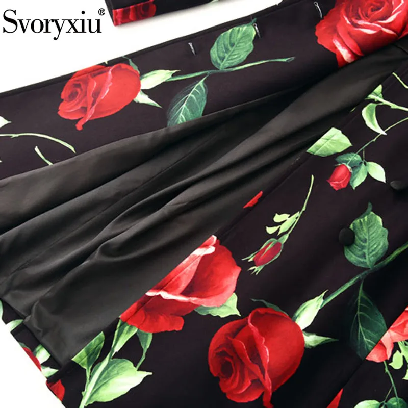 Svoryxiu подиум на заказ зимнее шерстяное пальто верхняя одежда женская с длинным рукавом большая роза цветочный принт винтажное пальто длинное пальто