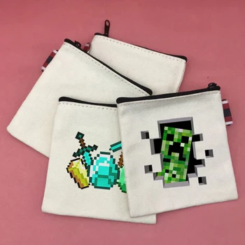 

Minecrafted Canvas Coin Bag Game Peripheral Small Storage Bag Coin Purse Sundries Bag Student Zipper Bag gift adults