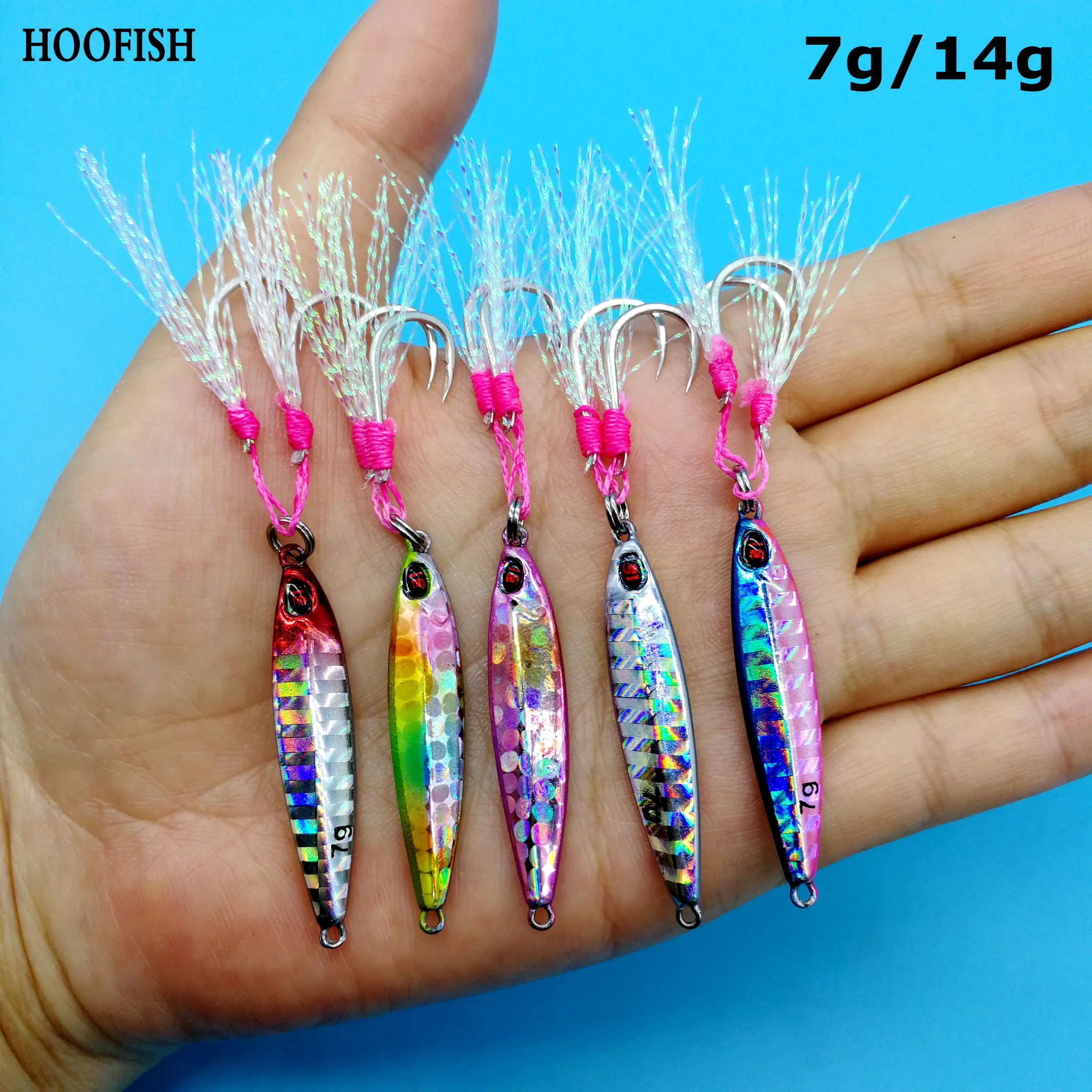 HOOFISH 10PCS/LOT micro jigging metal jig Lure Hard Bait 7g/10g/14g