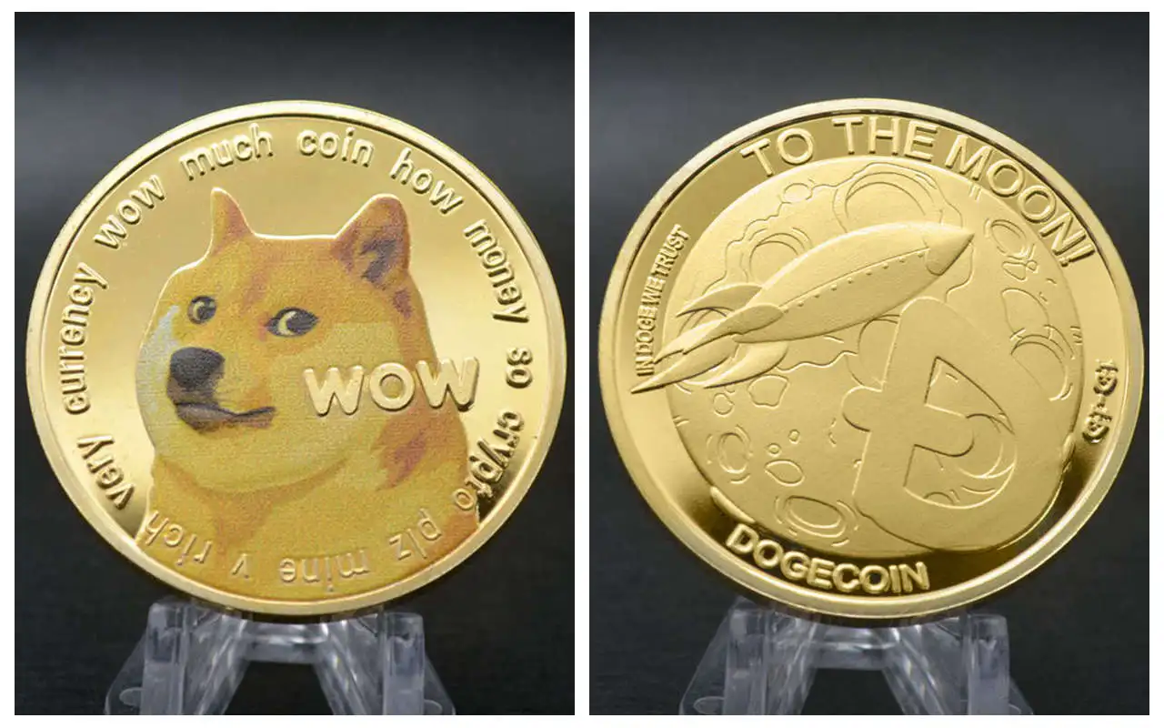 Moneda conmemorativa Digital de Bitcoin Dogecoin TRX Ada Cardano QTUM IOTA, chapado en oro/plata