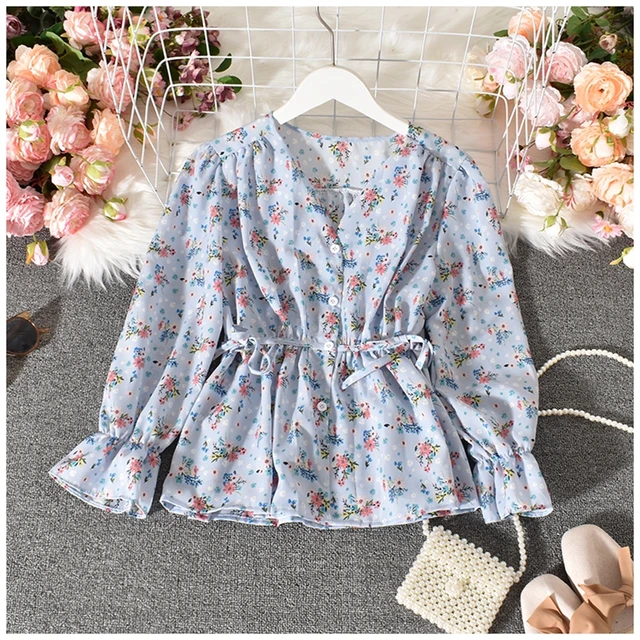 Femmes Boheme Chemise 2020 Mori Filles Automne Printemps Coree Du Sud Frais Boho Manches Longues Col En V Blanc Noir Imprime Blouse Hauts Aliexpress