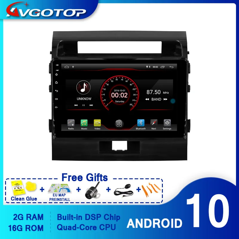 AVGOTOP Android 10 Bluetooth GPS автомобильный Радио dvd-плеер для TOYOTA LANDCRUISER 200 2008-2012 | Автомобили