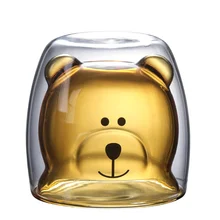 Двухслойная термостойкая стеклянная чашка Медведь чашка мультфильм креативная кофейная чашка сок молоко чашка Бытовая специальная Рождественская чашка подарок