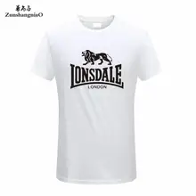 Летние футболки из хлопка, Забавные футболки с коротким рукавом, мужские Модные брендовые футболки с принтом LONSDALE для женщин и мужчин