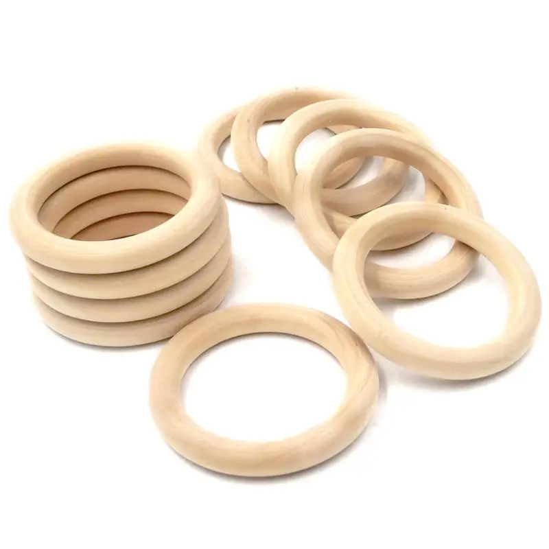 

Wooden Rings Natural Wood Rings for Craft DIY Baby Teether Pendant Connectors R2JF