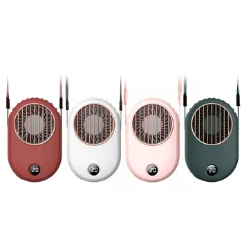 

Neck Hanging digiyal display Mini Fan Travel Outdoor Portable ventilador Desktop Small fan Air cooler summer Handheld Fan