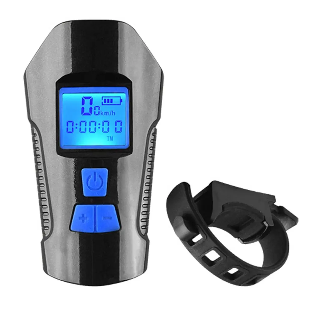 black and blue Заряжаемая через интерфейс Usb Колонка велосипедная фара клаксон велосипедный Usb зарядное освещение рог интегрированный велосипедный фонарь - Цвет: black and blue