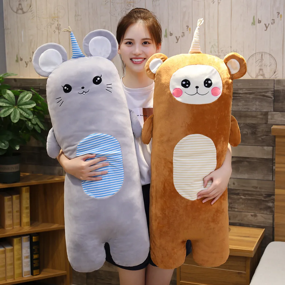 INS New Animal Long Pillow Frog Mouse Monkey Rabbit Maternity Pillows Super Soft Plush Toy Puppet Modern Home Decora Funny Gift | Дом и сад