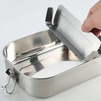

Leak-Proof 304 Stainless Steel Lunch Box With Removable Separator With Buckle Sealed Square Student Food Boxs 1200ML