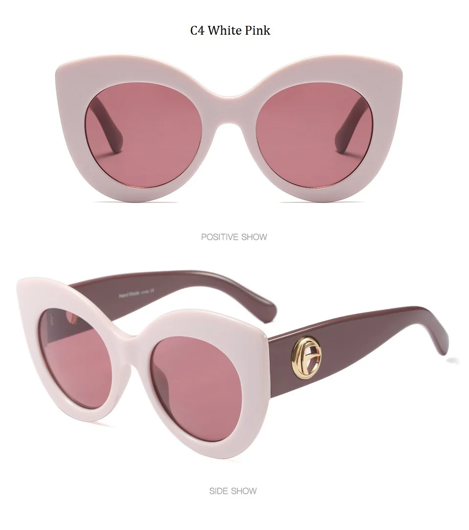 Ретро толстая оправа кошачий глаз солнцезащитные очки для женщин женские брендовые дизайнерские розовые солнцезащитные очки «кошачий глаз» Для женщин UV400 Gafas Oculos De Sol