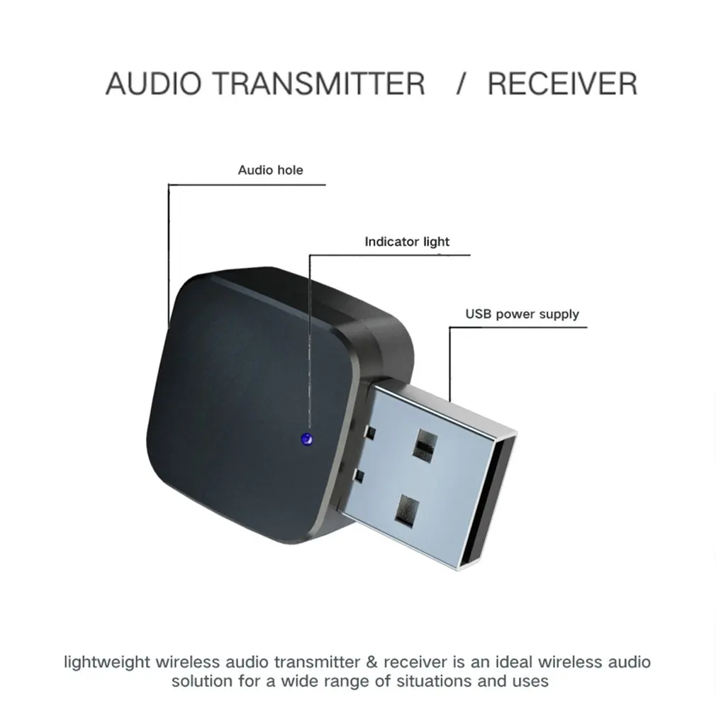 2-в-1 мини Bluetooth 5,0 приемник передатчик Bluetooth стерео AUX USB 3,5 мм Джек аудио для ТВ планшетный ПК автомобильный комплект Беспроводной адаптер