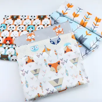 

Cartoon Fox Fabric Arrow Panda Printed Cloth Nordic Ins Infant Fabric Children Kindergarten Bedding Cloth
