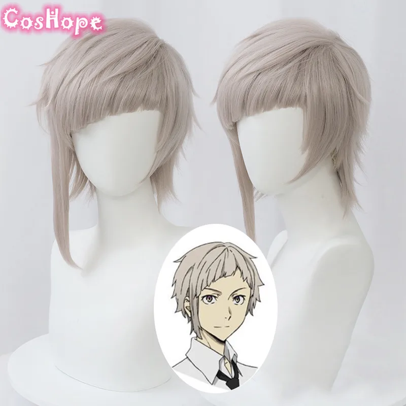 Atsushi Nakajima Cosplay Bungou Stray Dogs Short Lotus Gray Wig Anime Heat Resistant Synthetic Wigs | Тематическая одежда и
