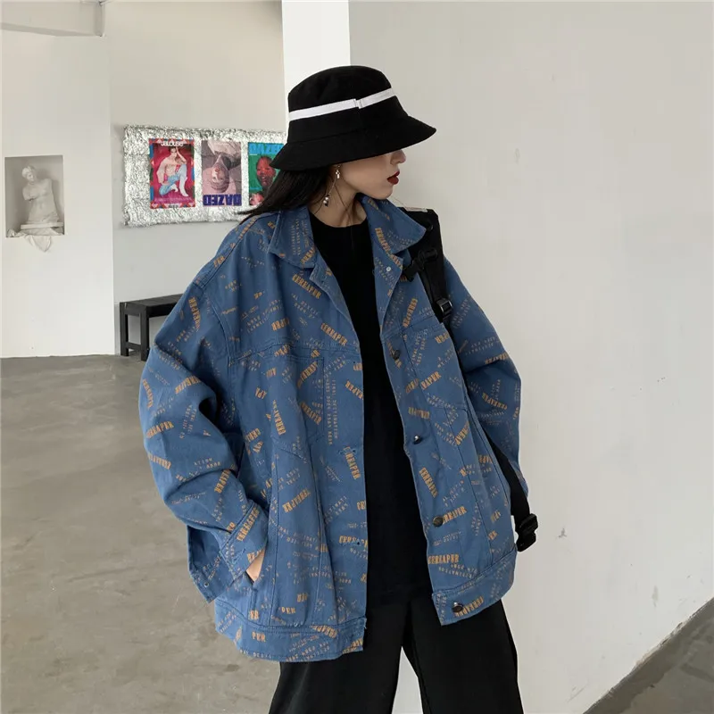 Джинсовая куртка-карго Женская Осенняя Новинка ins Harajuku уличная винтажная шикарная Свободная Повседневная Женская корейская модная короткая куртка в стиле хип-хоп