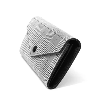 

Women's Leather Fashion Houndstooth Button Long Clutch Wallet Bifold Large Capacity Long Card Holder Organizer Ladies Purse