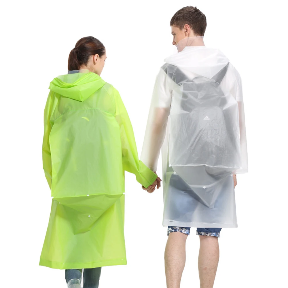 1pcs Multifunction Raincoat Clear Plastic Thick Rain Coats Rainwear Universal Waterproof Hooded Schoolbag Woman Raincoat