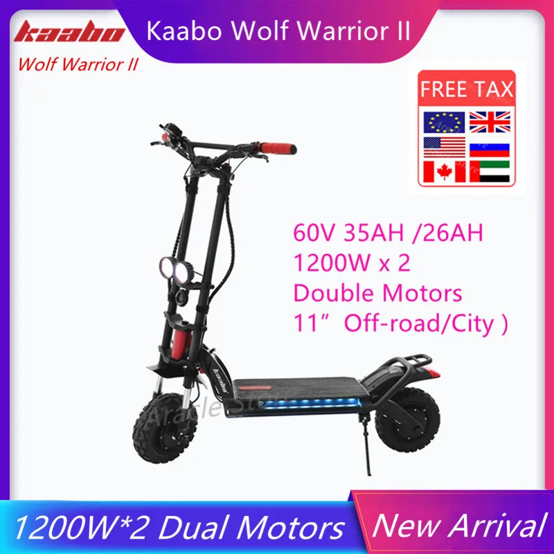 Электроскутер Kaabo Wolf Warrior II 60 В 35 Ач/26 Ач аккумулятор Samsung 2400 Вт | Спорт и