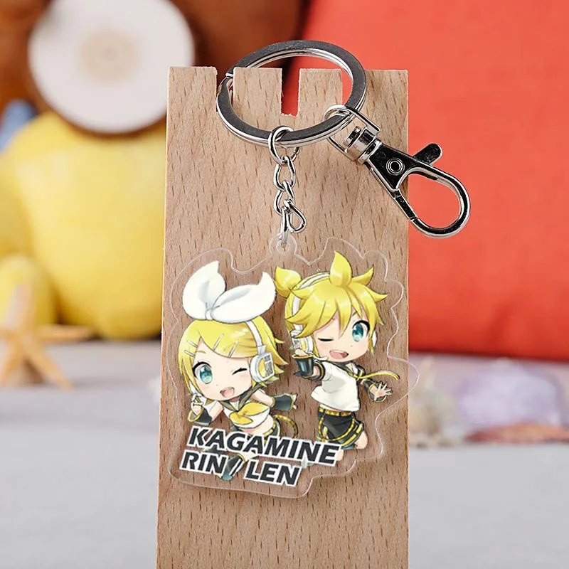

Anime Vocaloid Hatsune Miku Kagamine Rin Ren Cute Acrylic Figure pendant keychain Keyring Collection Model Toy Cosplay