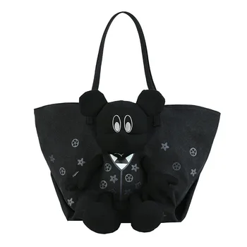 

2020 new lovely three-dimensional Mickey canvas bag large-capacity printed one-shoulder oblique straddle women's bag