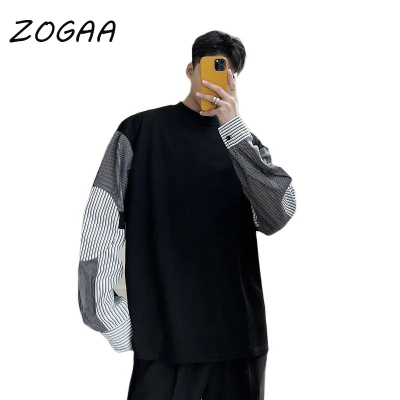 

ZOGAA New Men's Pullover Round Neck Sweatshirt Sportswear Warm Men's Stitching Harajuku Casual Streetwear Sweatshirt Jacket Top