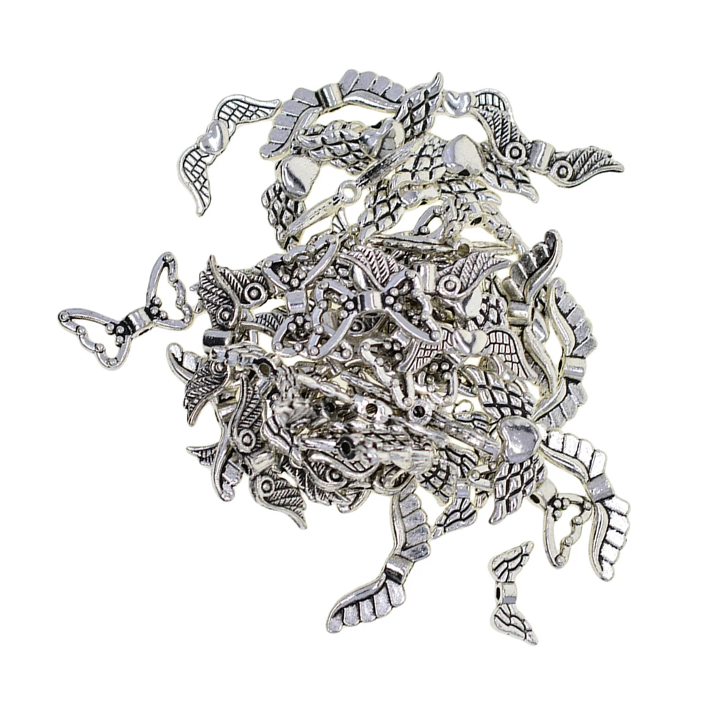 60 Pcs Angel Wing Charms Pendants Spacer Beads for Necklaces Bracelets Earrings Jewelry Making Supply Bracelet DIY Crafting 60 Pcs Angel Wing Charms Pendants Spacer Beads for Necklaces Bracelets Earrings Jewelry Making Supply Bracelet DIY Crafting