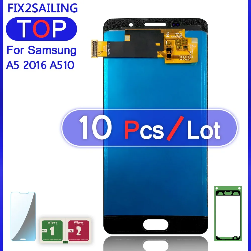 10 шт. ЖК-дисплей s для Samsung Galaxy A5 A510 A510F A510M A510FD A5100 A510S AMOLED сенсорный экран в сборе