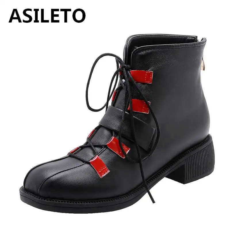 

ASILETO Japan ankle boots for women cosplay pointed toe slip on footwear mixed color bottines botas mujer big size 32-48 botas