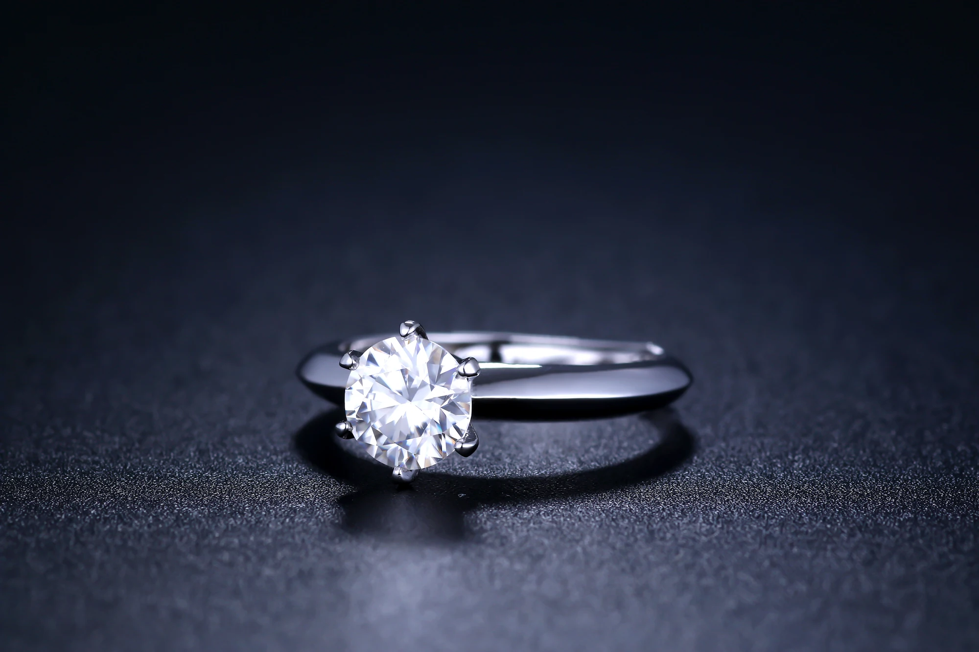 Круглое серебряное кольцо с муассанитом, 1ct D VVS, роскошное женское кольцо с муассанитом, регулируемое