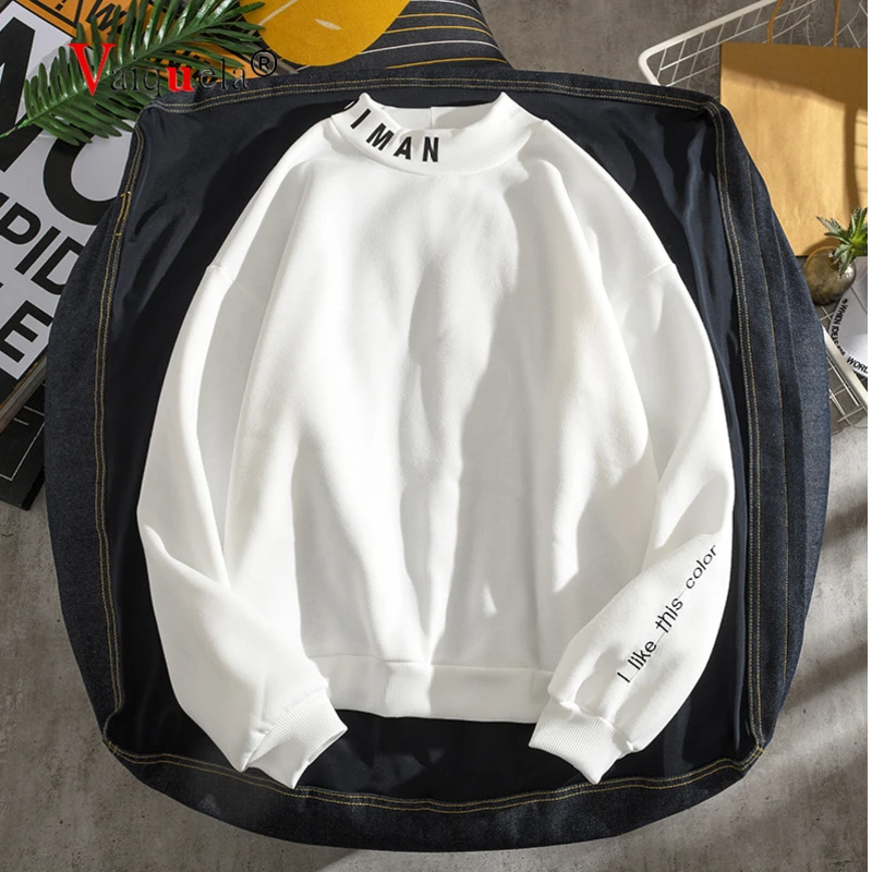 man hoodies winter high-neck pullover plus velvet sweater male tide couple printing student casual all-match jacket | Мужская одежда