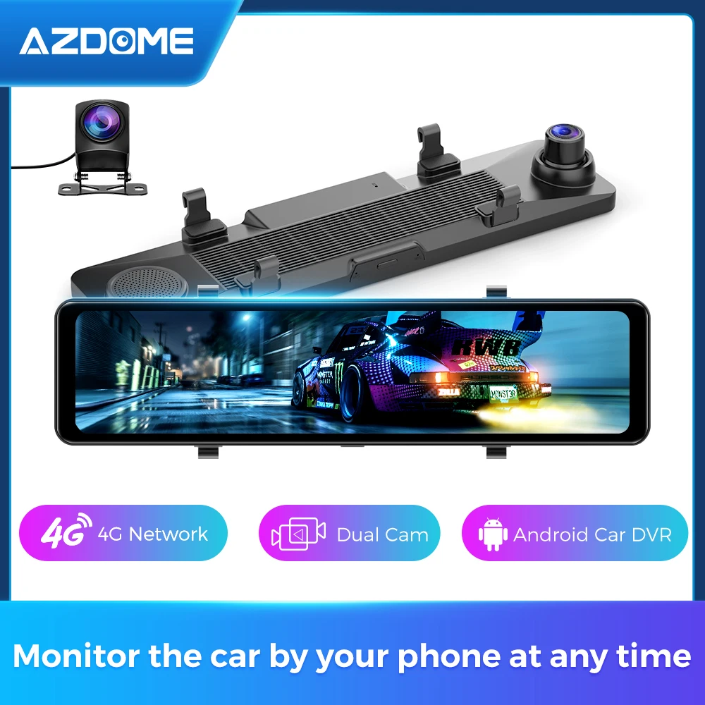 AZDOME ANDROID зеркало заднего вида видеорегистратор GPS навигация 4G сеть 2G + 32G Ram
