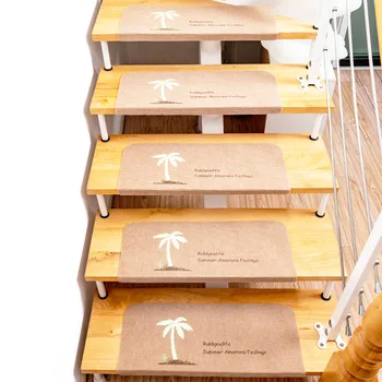 

Home Decor Reusable Stairs Carpet 5 Pcs Luminous Coconut Tree Staircase Pad Mats Non-slip Self-adhesive Stair Carpets Doormat