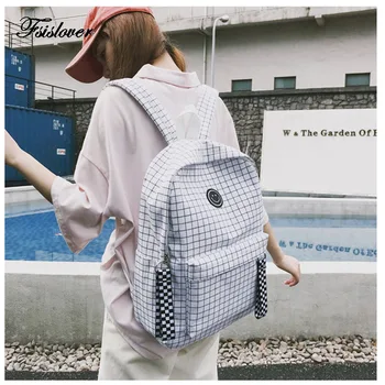 

2019 Harajuku Brief Grid Backpack schoolbag female Travel Backpack school student backpack college style shoulder bag Mochila
