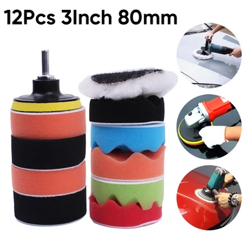 

2020 Wholesale 12pcs/Set 3" Mixed Buffing Pad Sponge Pads For Car Sanding Polishing Waxing