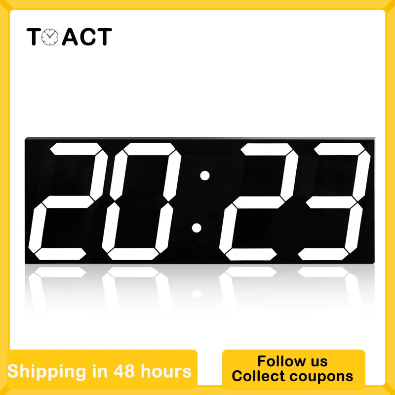 Digital Led Wall Clock Modern Alarm Clocks Large Number Display Home