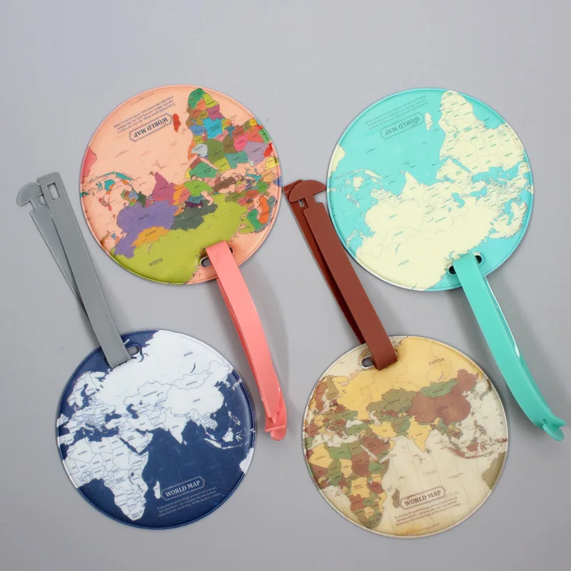 

4 Colors World Map Luggage Travel Accessories Tag PU Suitcase ID Addres Holder Baggage Boarding Tag Portable Label