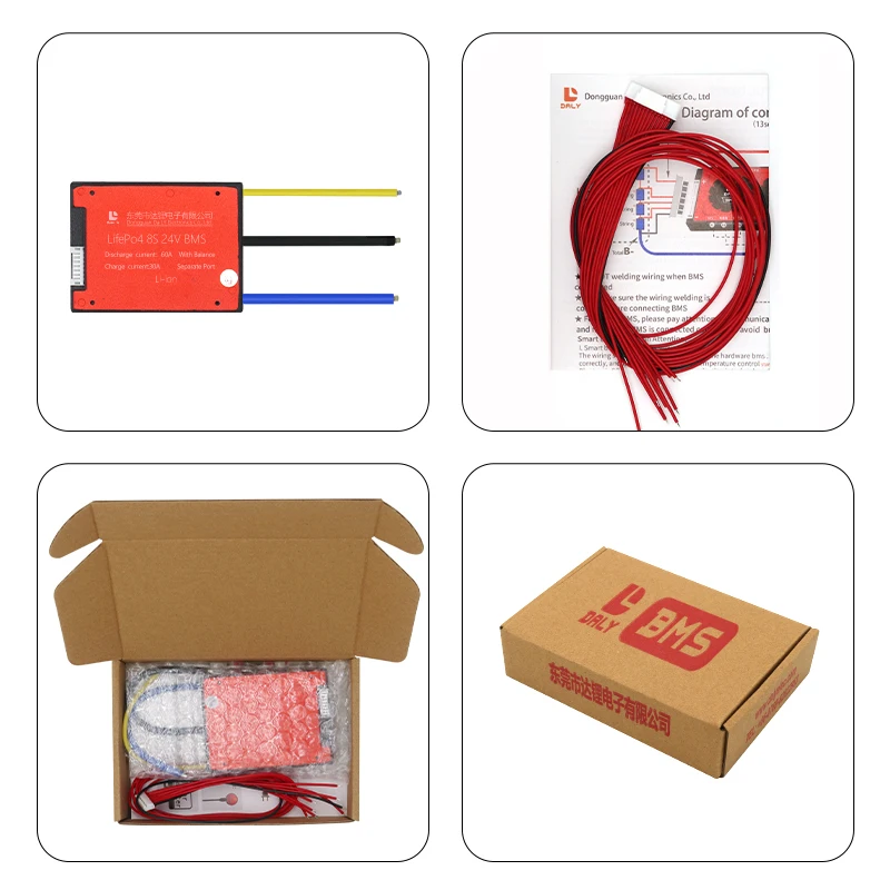 Daly BMS Li-Ion LiFePO4 BMS 3s-24s 12V 24v 36V 48V 60V 72V 29,6 in15A 20A 30A 40A 50A 60A 80A 100A 120A 150A Lithium battery BMS