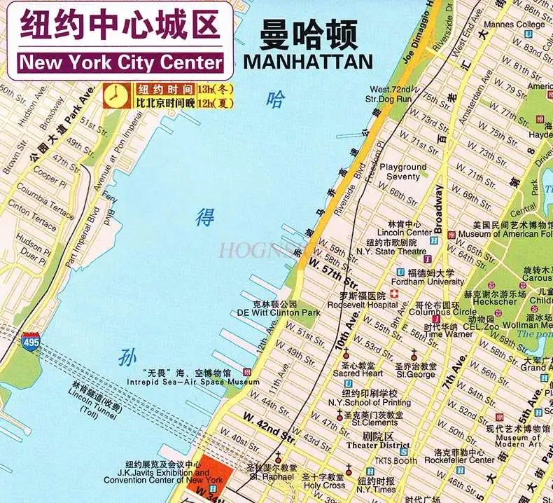 Map of the United States in Chinese and English showing the distribution of major national universities in United States