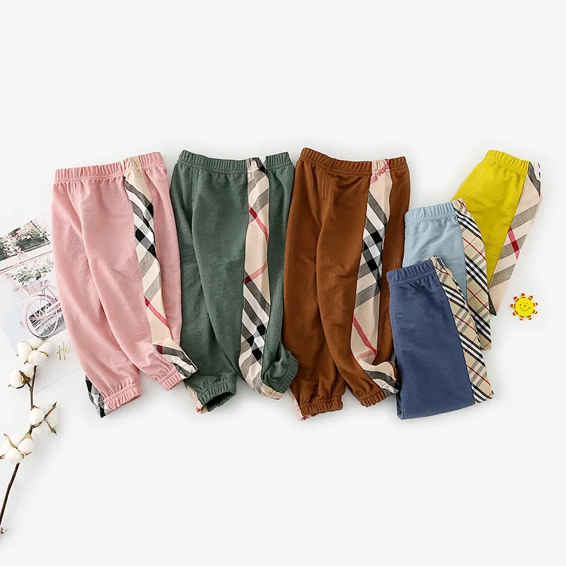 

Spring Autumn Kids Grid Stripe Pants Casual Baby Knickerbockers Ages For 1 to 4. Les enfants Beach Pants for Boys Girls Bloomers