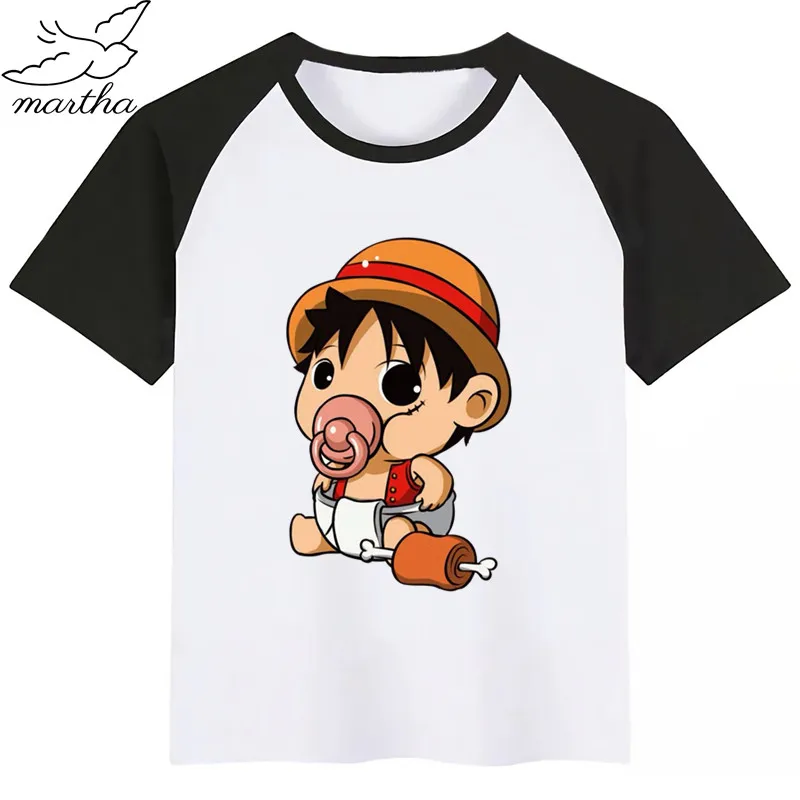 Забавная футболка с LUFFY для мальчиков и девочек, детские топы с рисунками, Детская футболка, одежда для малышей