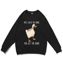 Mess with The Honk You Get The Bonk Sweatshirt Funny Cute Duck Print Pullover Men Women Oversized Sweatshirts Gift Tops Unisex
