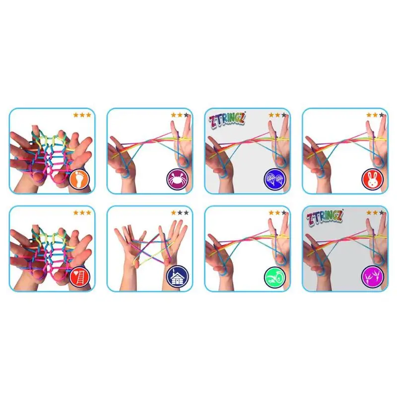 Дети палец веревка игра радуга цвет нить Различные фигурки головоломка игрушка прозрачная текстура Сильный Прочный яркий цвет