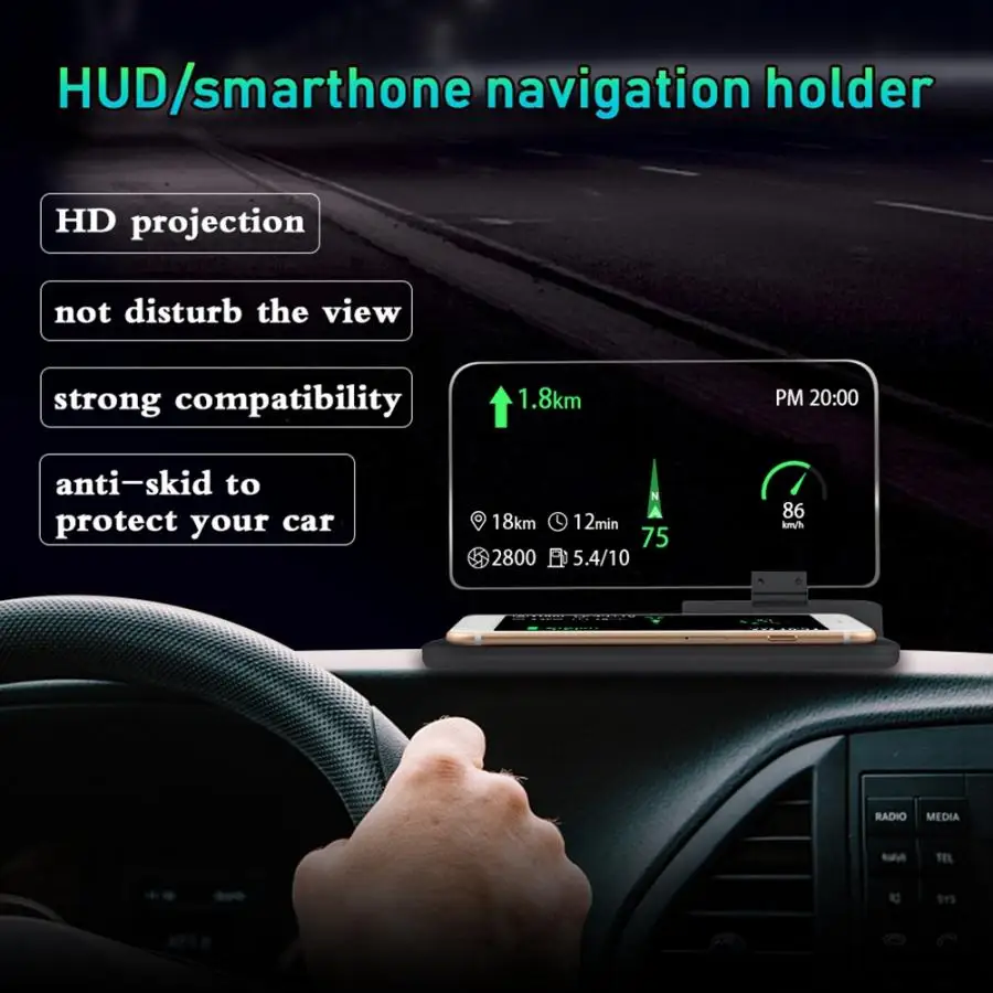 6.5in Универсальный Автомобильный держатель для телефона HUD Дисплей навигационный проектор дисплей с защитой от царапин водонепроницаемый пылезащитный